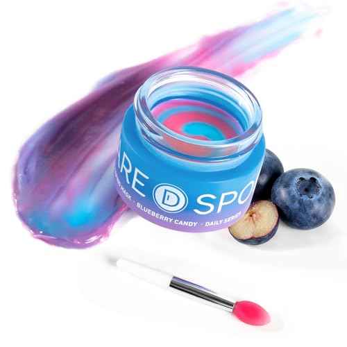 Blueberry Lip Mask Overnight, Dual-Color Lip Sleeping Mask for Reduce Fine Lines, Nourish and Hydrating Dry Cracked Skin with Vitamin C and Shea Butter -0.42 Fl Oz