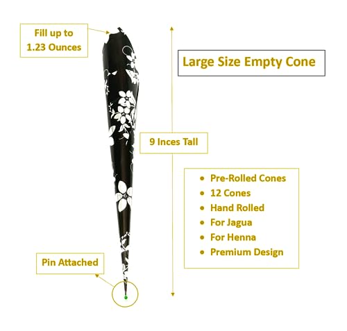 Henna Cones 12-Pack Hand Rolled Cellophane Applicators
