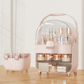 Makeup Organizer for Vanity with perfume Storage Box, Countertop Skincare Organizer with 2 Drawers, Cosmetic Display Case for Perfumes, Eyeshadow Palettes, Nail Polishes, Pink