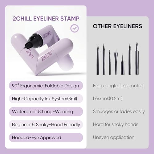 2CHILL Dual-Ended Rotating Eyeliner Stamp Pen - Black & Brown
