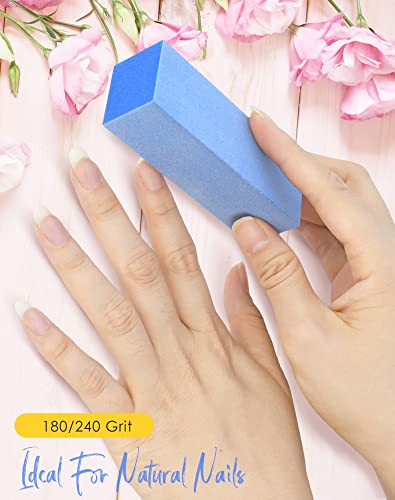 Maryton Nail Buffer Blocks - Blue, Fine 180/240 Grit, 5 pcs for Natural Nails