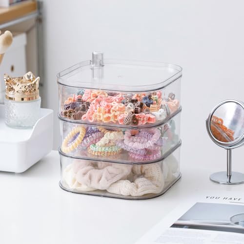 FABROK 3-Layer Rotating Hair Accessories Organizer Box