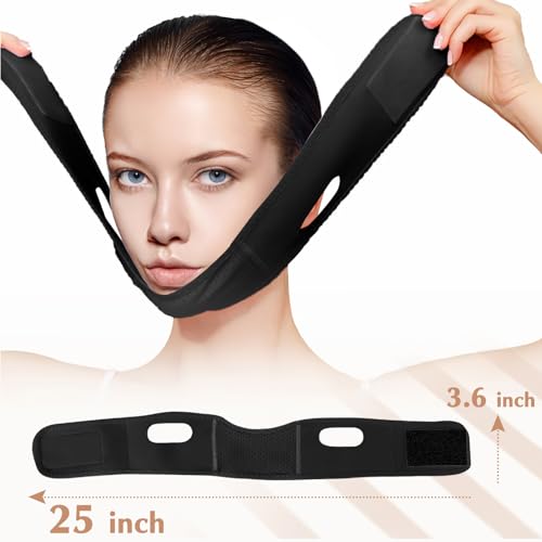 Reusable V Line Lifting Mask with Chin Strap - Black Facial Contouring Support