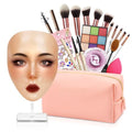 Silicone Makeup Practice Board - Full Face Mannequin with Makeup Kit, Face Gems, Brushes - Perfect for Beginners & Professionals