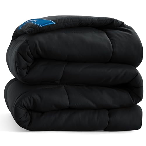 Bedsure Comforter Duvet Insert - Quilted Comforters King Size, All Season Duvet, Down Alternative Bedding Comforter with Corner Tabs(Black,King 90"x102")