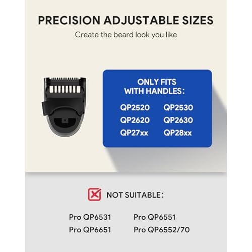 14-in-1 Adjustable Guards Comb Compatible with O Blade QP2724 QP2834 QP2520/30 QP2620/30, Lengths from 0.4-10mm, with Skin Protector, Body Comb for Hybrid Electric Trimmer Attachments