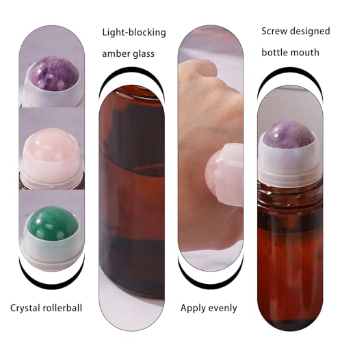 Amber Glass Roll-On Bottles 2 Pack 1.7oz Pink Crystal