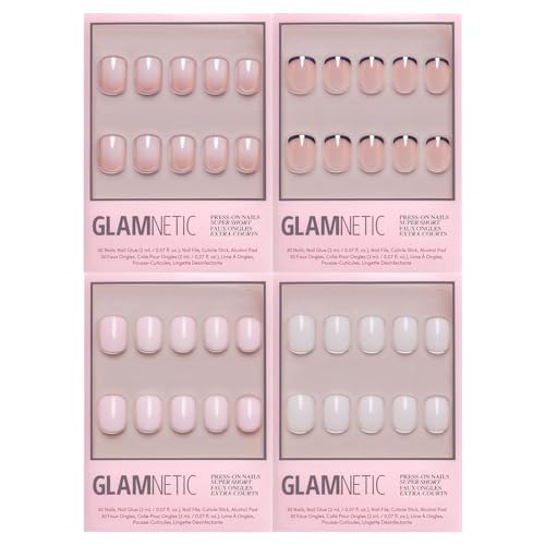 Glamnetic Super Short Press-On Nails Bundle - 5 Sets of Milky & French Tips