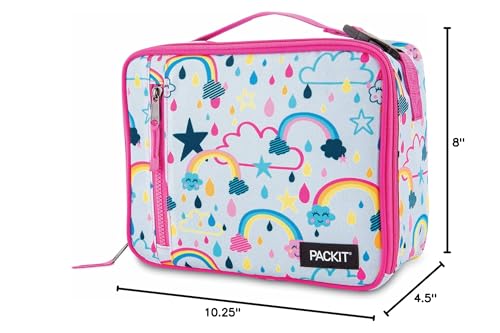 PackIt Freezable Classic Lunch Box, Rainbow Sky, Built with EcoFreeze Technology, Collapsible, Reusable, Zip Closure With Zip Front Pocket and Buckle Handle, Perfect for School Lunches