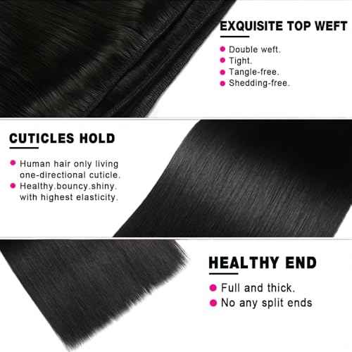 12A Straight Human Hair 10 12 14 Inch Human Hair bundles Unprocessed Brazilian Hair 3 Bundles Raw Human Hair Extensions Quick Weave Natural Color