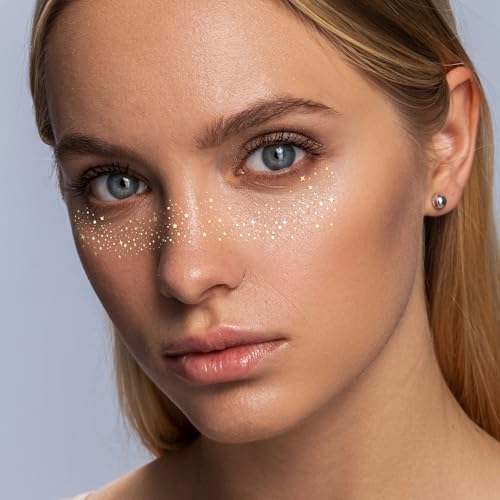 Glitter Face Tattoo Stickers - 6 Sheets Gold Freckles