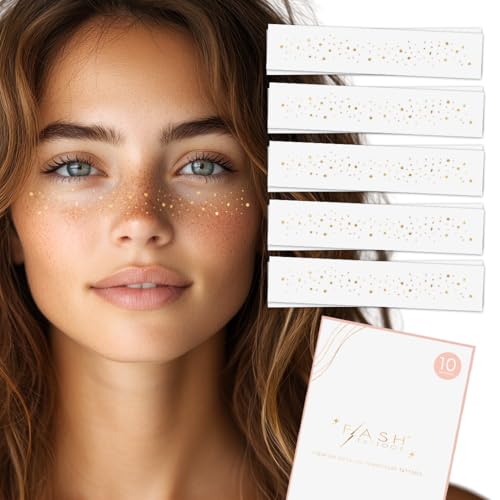 SUNKISSED GOLD FRECKLES set of 10 premium festival waterproof temporary metallic jewelry foil face Flash Tattoos, gold freckles, gold tattoo, metallic tattoo, face flash, face shimmer, freckles