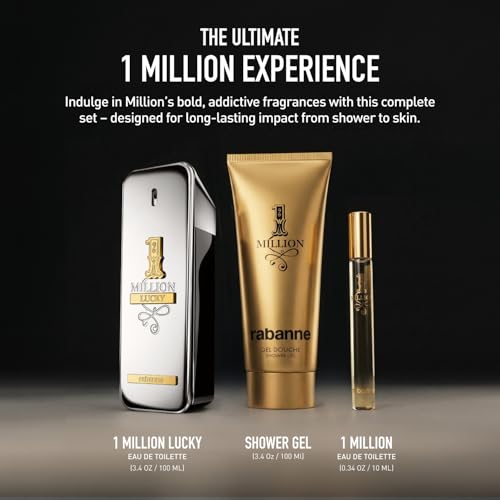 Rabanne 1 Million Lucky Men's Gift Set – Cologne, Shower Gel & Travel Spray