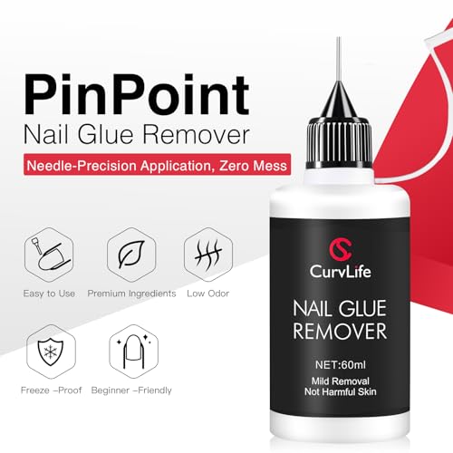 CurvLife Pinpoint Nail Glue Remover for Press-On Nails - Non-Acetone 60ml