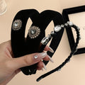 Luxury Black Velvet Headbands Set with Rhinestones & Crystal Hair Accessories for Weddings & Parties