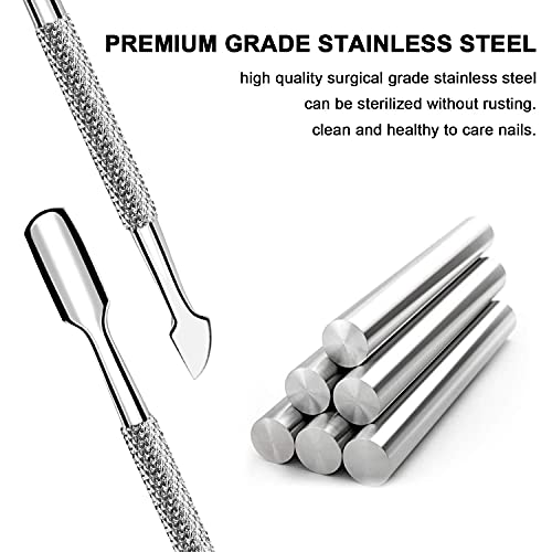 2 Pcs Stainless Steel Double-Ended Cuticle Pusher Set - Manicure & Pedicure Tools - Silver - 1 Pack