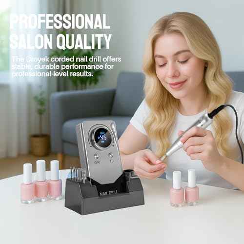 Electric Nail Drill Portable Nail Drill Professional 45000 RPM 6 Salon Quality Drill bits 6 Sanding Bands Portable & Low Noise for Acrylic Nails Gel Polishing Removing Bits Kit for Home Use