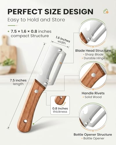 Premium Stainless Steel Vegetable Peeler with Wooden Handle