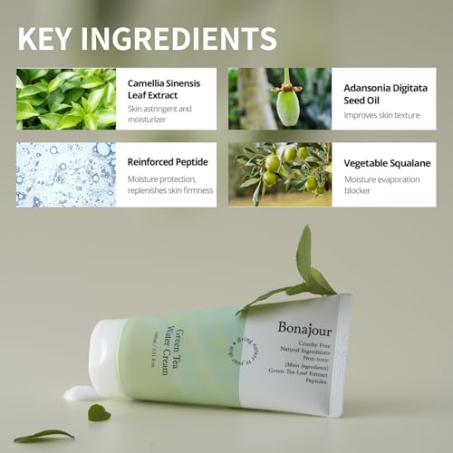 BONAJOUR] Green Tea Water Bomb Cream & Toner Set, Vegan moisturizer Duo, 7.2+3.38 fl.oz¡¦