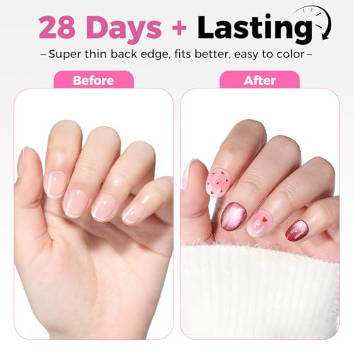 UNA GELLA Extra Short Oval Nail Tips 312pcs - Natural Lightweight Gel