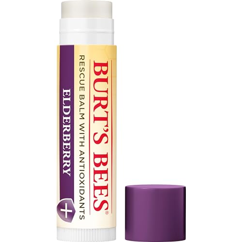 Burt's Bees Rescue Balm Elderberry Lip Balm, With Antioxidant-Rich Elderberry, Tint-Free, Natural Origin Lip Care, 1 Tube, 0.15 oz.