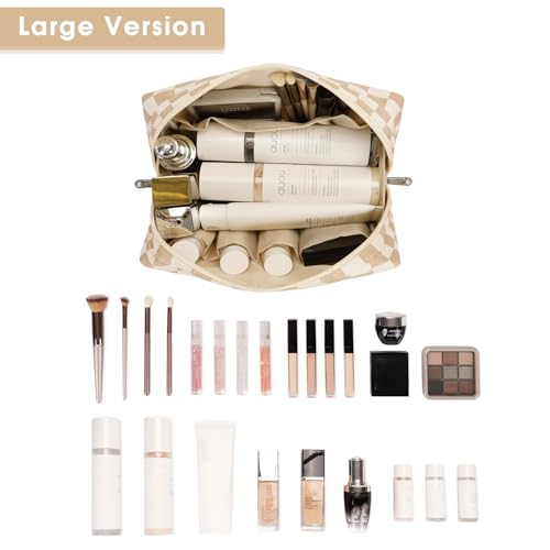 Narwey Checkered Makeup Bag Large Travel Cosmetic Organizer