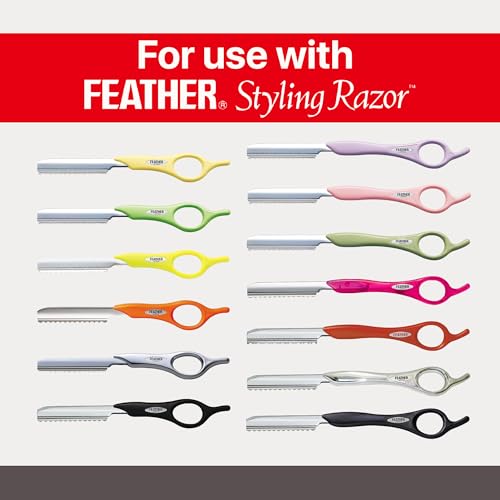 Feather Styling Razor Standard Blades - Professional Hair Cutting Blades for Styling, Shaping, Feathering & Thinning - Stainless Steel Single Edge Guarded Blade - Made in Japan - Refill Pack - 30 Ct