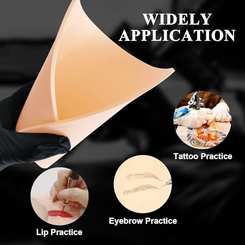 3MM Tattoo Fake Skin Transfer Paper Kit - Anghie 23pcs Tattoo Practice Skin Transfer Paper, 8pcs Tattoo Fake Skins 3MM Thick with 15pcs Tattoo Transfer Paper for Beginner&Artists Tattoo Supplies