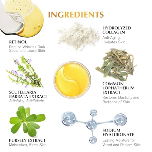 Retinol & Gold Under Eye Patches - 120 Pcs Dark Circle & Puffiness Treatment