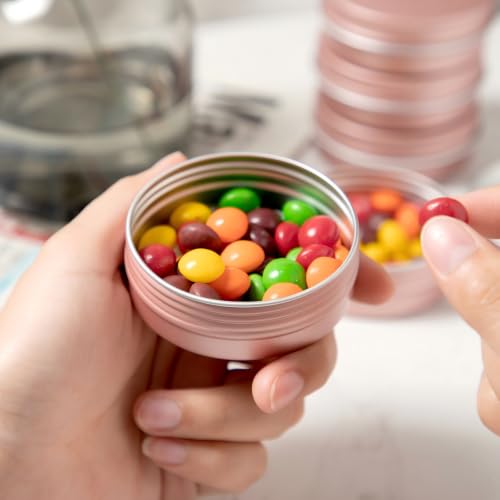 Patelai 2 oz Rose Gold Metal Round Tins, 36 Pack with Lids & Stickers