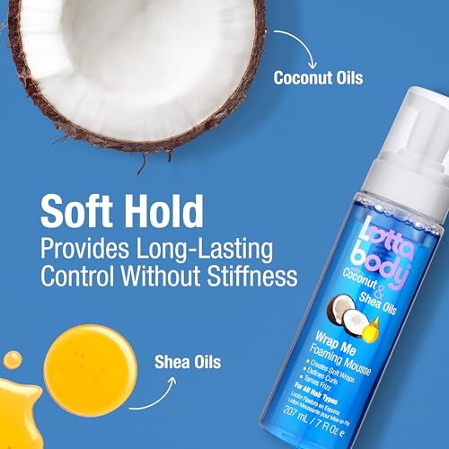 Lottabody Wrap Me Foaming Mousse with Coconut & Shea Oils - 7 oz, Lightweight Curl-Defining & Frizz Control Styling Foam - Pack of 1