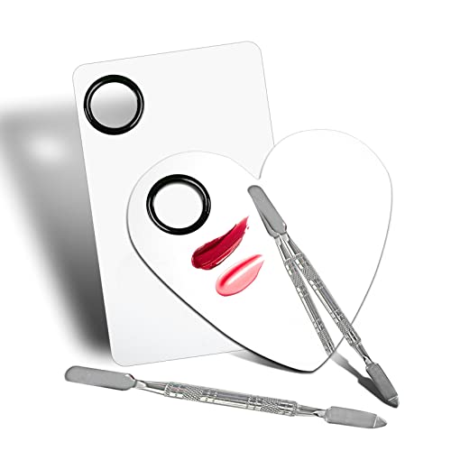 Stainless Steel Makeup Mixing Palette - 2 Pcs with Spatulas