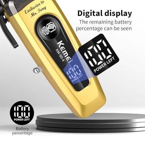 KEMEI KM-90-4 Professional Hair Clippers for Men, Clippers for Hair Cutting, Rechargeable Cordless Hair Clippers, Haircut Clippers, Hair Cutting Tools, LED Display, Perfect Gifts for Men.