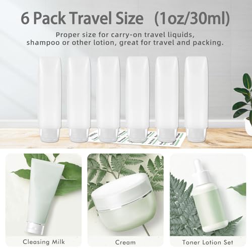 6-Pack 1oz Leak-Proof Travel Bottles with Flip-Top Squeeze