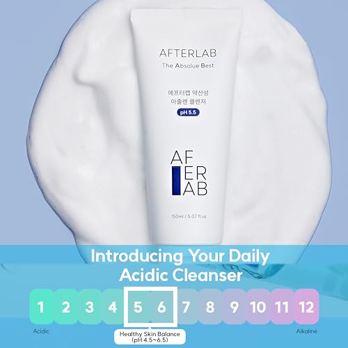 AFTERLAB Hydrating Foam Cleanser pH 5.5 with Azulene, Mild Acidic Facial Cleanser for Sensitive & Breakout-Prone Skin, Gentle Daily Face Wash for Men & Women, 5.07 fl oz