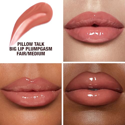 Charlotte Tilbury Big Lip Plumpgasm Lip Gloss - Gift Set Essential - Hydrating Plumper with Hyaluronic Acid & Heat + Ice Technology - Perfect for Pairing with Makeup Favorites