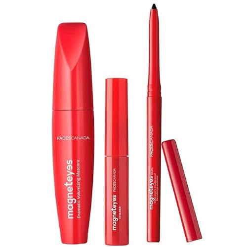 Facescanada Eye Makeup Combo ? Eyeliner Pencil, Liquid Eyeliner & Mascara Set | Smudge Proof, Long Lasting & Bold Black Formula | Eye Kit for Daily & Party Wear | 3 Piece Set
