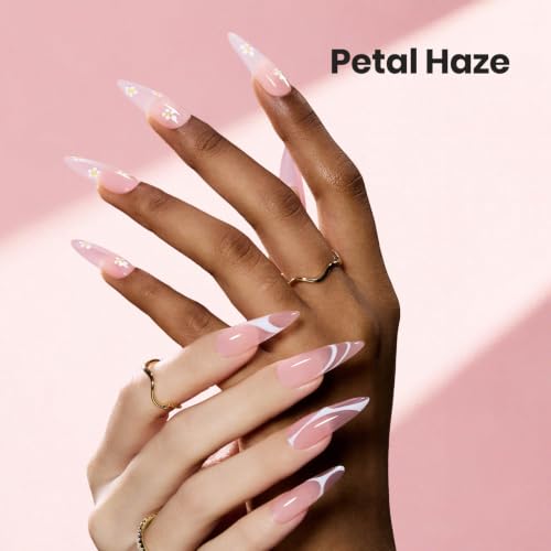 Beetles Builder Gel Nail Kit - Clear Pink with Base & Top Coat, 288 Nail Tips, Includes Brush (Petal Haze variant)