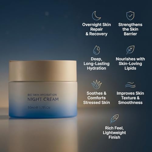 SEACRET Bio Skin Hydration Night Cream - Bio-Fermented Dead Sea Minerals with Niacinamide, Jojoba & Argan Oil - Deep Overnight Non-Greasy Hydration and Repair for Firmer, Renewed Skin, 1.7 fl oz