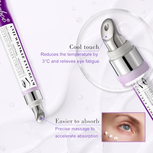 Eye Cream, Under Eye Cream Anti Aging for Dark Circles and Puffiness, 5% Niacinamide Cream for Wrinkles & Fine Line Reduction, -3¡Æ Ice Massage Head Treatment