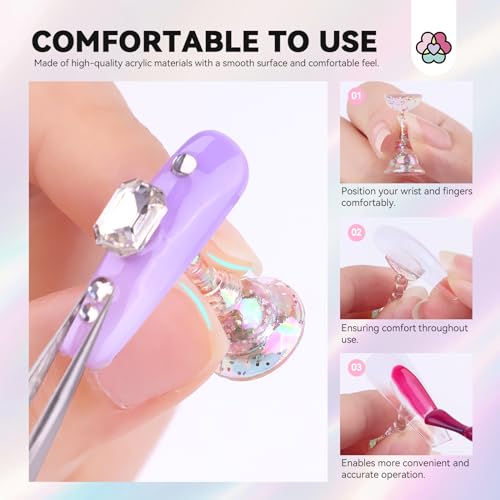 SAVILAND LED U V Light with Magnetic Stand & LCD Screen Portable Nail Lamp Kit Handsfree 2-Timer Modes Portable Mini Nail Dryer Nail Stand for Press Ons Nails Display: 3 Nail Stand Set