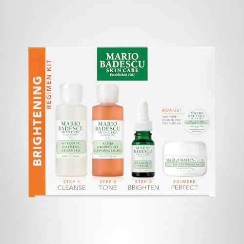 Mario Badescu The Brightening Kit, 5 Piece Kit With Glycolic Foaming Cleanser, Alpha Grapefruit Cleansing Lotion, Vitamin C Serum, Whitening Mask & Glycolic Skin Renewal Complex