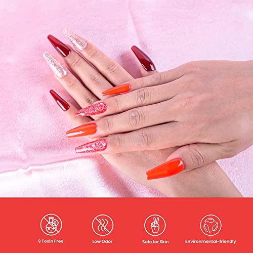 Imtiti Fall Gel Nail Polish Kit, 6 Colors Fall Winter Red Brown Yellow Gold Pumpkin Glitter Gel Polish Soak Off Nail Lamp UV Led Nail Gel DIY Manicure Art Halloween Christmas Wedding Kit