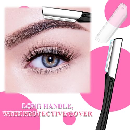 8-in-1 Eyebrow Grooming Kit with Trimmer Scissors Tweezers Brush Dermaplaning Travel Case
