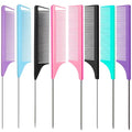 8-Piece Hairdressing Steel Comb Set with Fine Teeth & Color Options