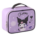 Kuromi & Hearts PU Cosmetic Bag Makeup Pouch Travel Portable Vanity Case Organizer with Handle - White