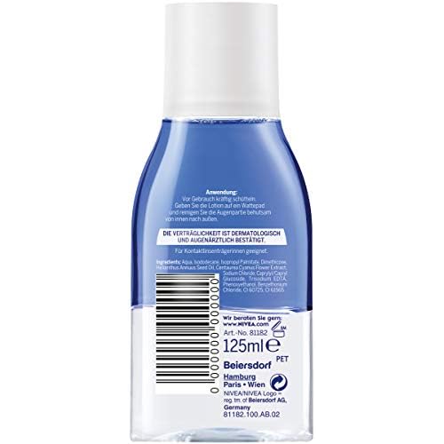 NIVEA Gentle Two?Phase Eye & Makeup Remover ? Single Bottle, Bi?Phase Formula Quickly Dissolves Stubborn & Waterproof Makeup, Ophthalmologist Tested, Safe for Sensitive Eyes, 4.23?fl?oz
