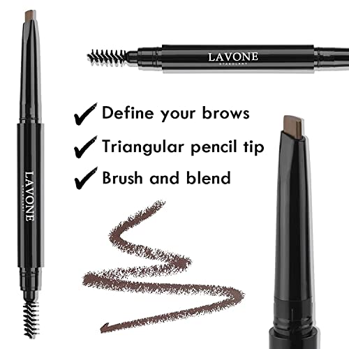LAVONE Eyebrow Stamp Kit - Pencil, Eyeliner & Pomade Medium Brown