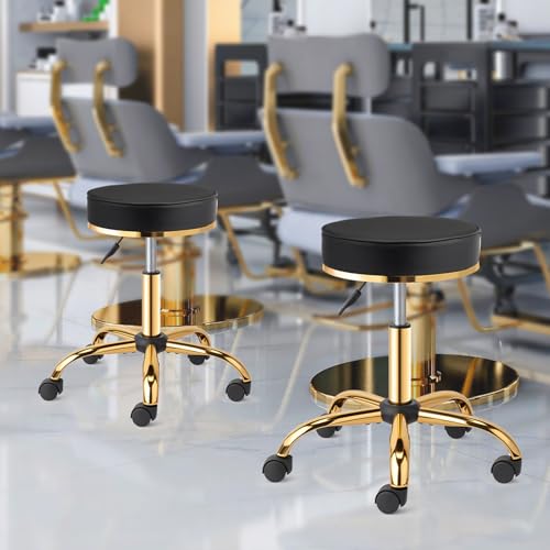 OmySalon Rolling Salon Stool with Wheels - Height Adjustable