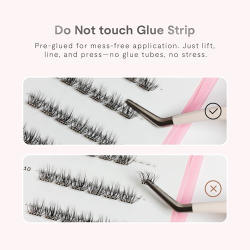 Silly George PopOn Lash 84 Cluster Pre-Glued Featherlight Bionic Silk 5 to 10 Day Wear Press-On Lash Bundle with 60 Pack MultiLength Plus 24 Pack Single Size Black Rosy 12mm